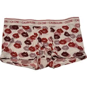 Calvin Klein One Men's Trunks - Red and White Lips Size Medium